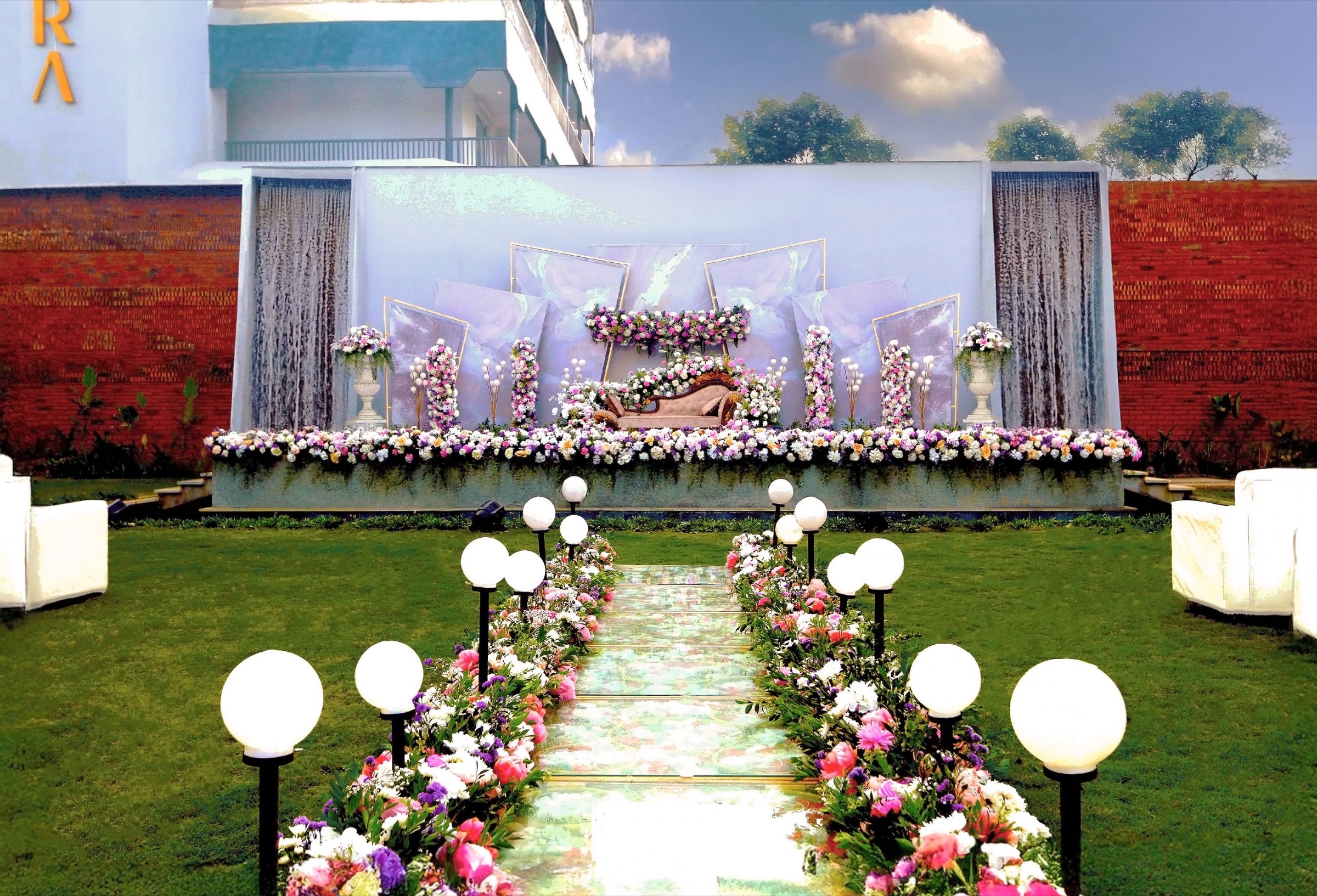 The lawns dressed for a gathering